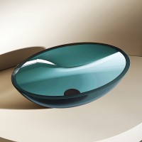 Раковина-чаша Abber Kristall 50 AT2802Aquamarin Бирюзовая полиэфирная смола накладная