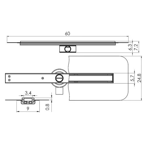 Душевой трап New Trendy VIMO SLIM 60x6 OL-0046 цвет Хром