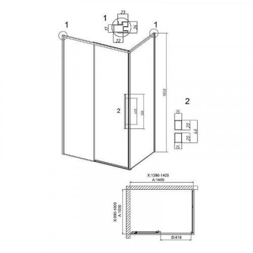 Душевой уголок Grossman Galaxy 140x100 120.K33.01.1410.42.00 профиль Графит сатин стекло прозрачное