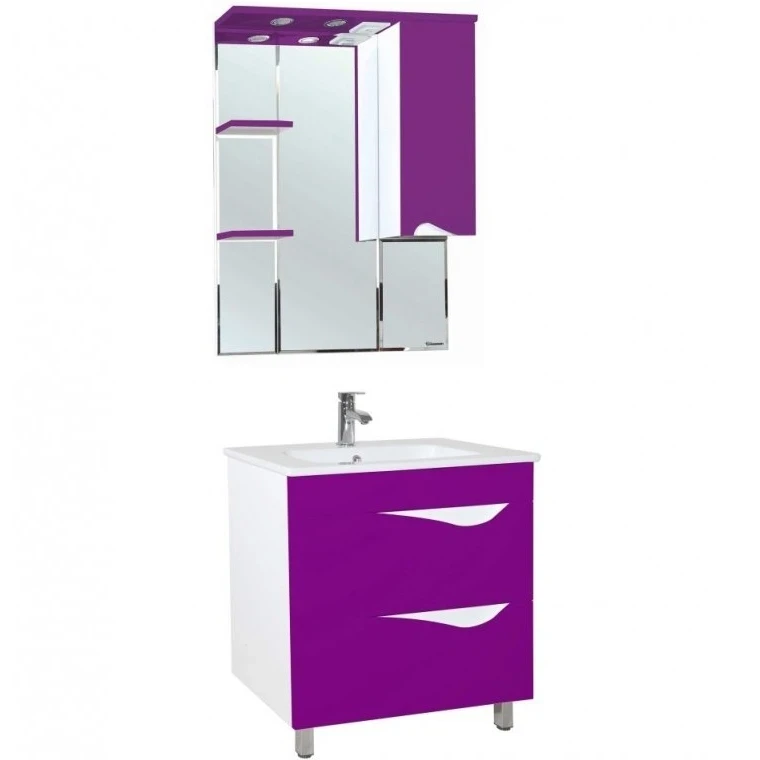 Зеркало со шкафом Bellezza Эйфория 80 R 4619113001413 с подсветкой Фиолетовое МДФ / ЛДСП, стекло