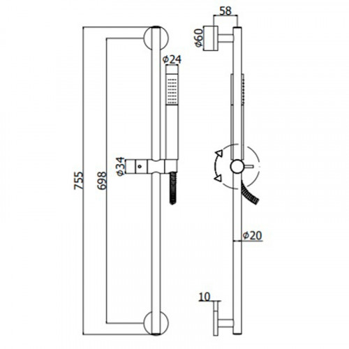 Душевой гарнитур Paffoni Life ZSAL135HGSP Золото медовое брашированное латунь на стену
