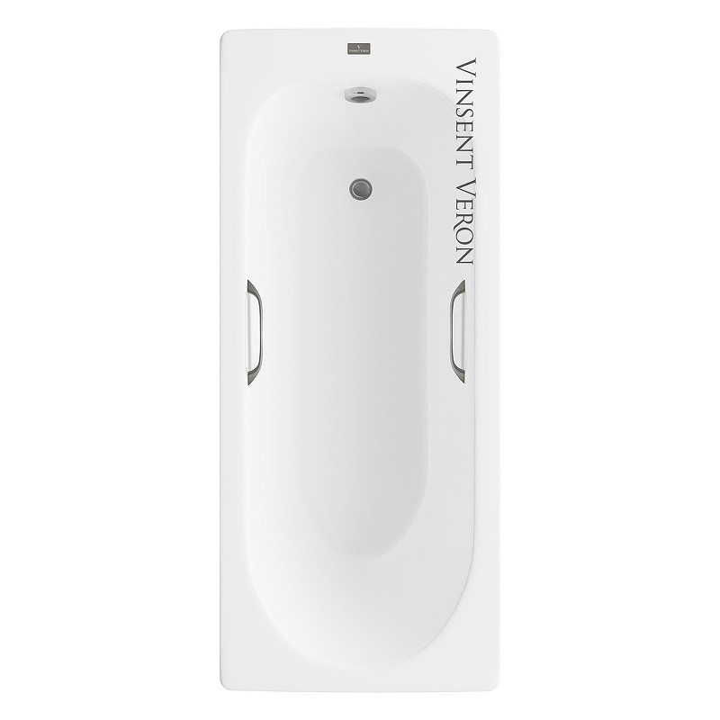Чугунная ванна Vinsent Veron Soissons 170x70 VCN1707042H/VH0012GM цвет Белый с квадратными ручками оружейная сталь