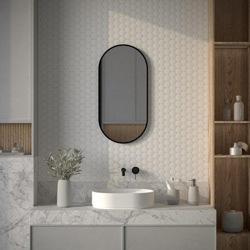 Зеркало Defesto Aura 40х80 DF 2922 с подсветкой 20W-4500K/Без выключателя/Нейтральный белый свет/Черная рама