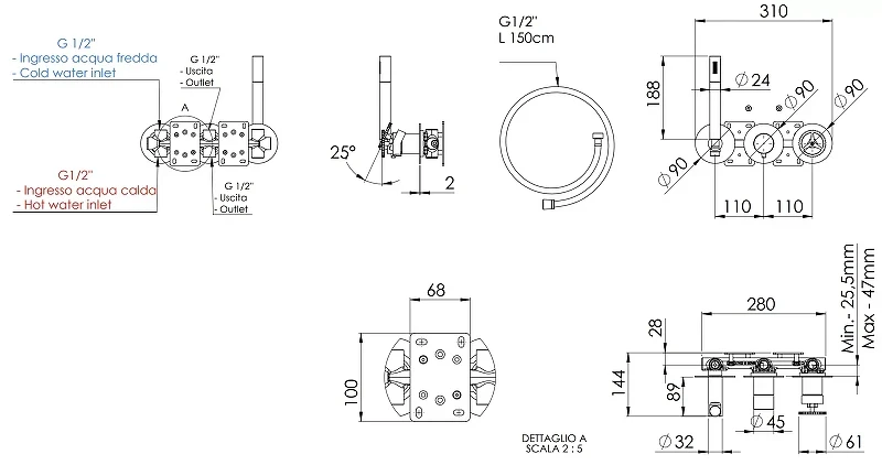 Смеситель для душа Remer Chrono CH97D3PNO цвет Черный матовый