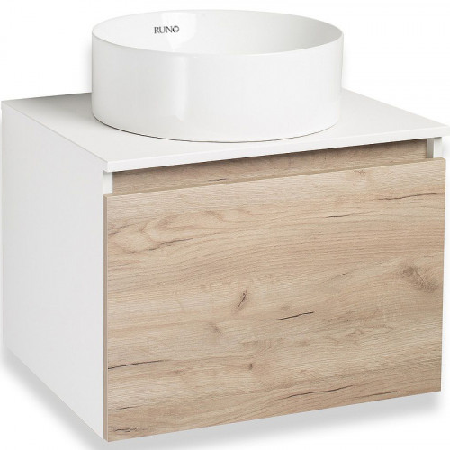 Тумба под раковину Runo Бари 60 00-00001374 подвесная Крафт дуб Белая МДФ / ЛДСП