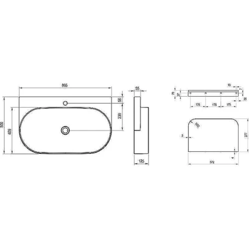Раковина Ravak Yard 80 XJX0D280002 Черная матовая