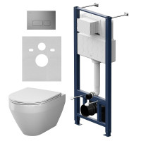 Унитаз с инсталляцией AM.PM Spirit V2.0 Aquaspin IS47031.701900 цвет Белый с сиденьем Микролифт и клавишей смыва цвет Никель матовый