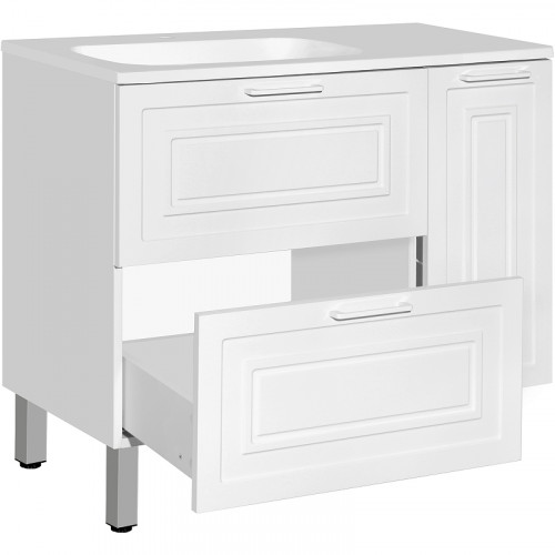 Тумба под раковину Style Line Альба 90 L Люкс Plus ЛС-000010052 Белая МДФ / ЛДСП