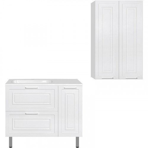 Тумба под раковину Style Line Альба 90 L Люкс Plus ЛС-000010052 Белая МДФ / ЛДСП