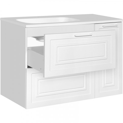 Тумба под раковину Style Line Альба 90 L Люкс Plus ЛС-000010052 Белая МДФ / ЛДСП