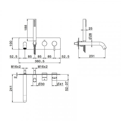 Смеситель для ванны Newform X-Steel 316 69680EX.50.050 цвет Inox