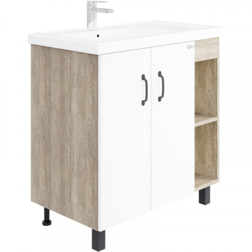 Тумба под раковину Onika Тимбер 80.10 108045 Белый матовый Дуб сонома МДФ / ЛДСП