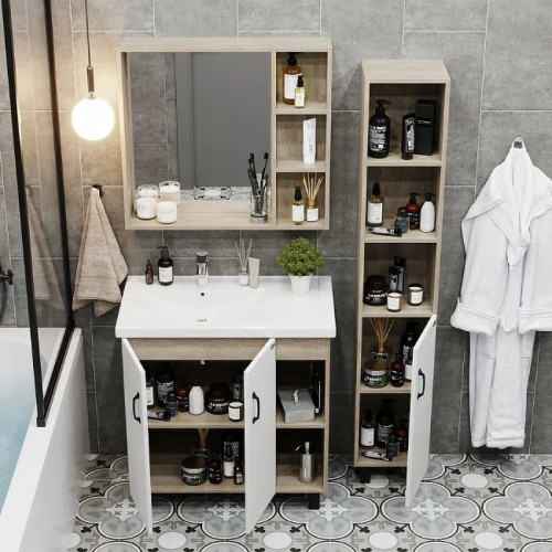 Тумба под раковину Onika Тимбер 80.10 108045 Белый матовый Дуб сонома МДФ / ЛДСП