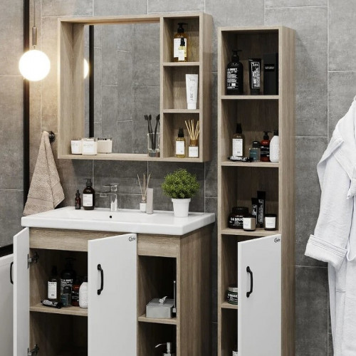 Тумба под раковину Onika Тимбер 80.10 108045 Белый матовый Дуб сонома МДФ / ЛДСП