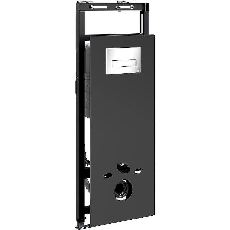 Инсталляция WasserKRAFT Salm 27TLT.010.ME.BL.CH03 для унитаза Черное стекло с клавишей смыва Хром