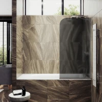 Шторка на ванну Maybah Glass MGV-133-5у 440x1400 в узком профиле Хром матовый стекло графитовое матовое