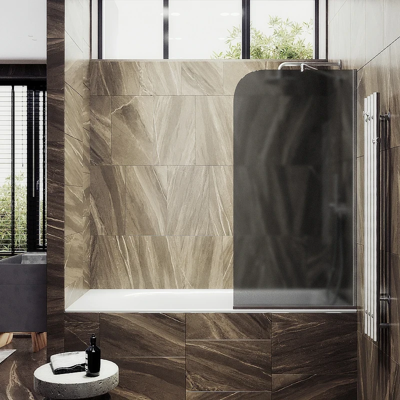 Шторка на ванну Maybah Glass MGV-133-5у 440x1400 в узком профиле Хром матовый стекло графитовое матовое