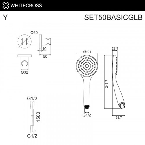 Душевой гарнитур Whitecross SET50BASICGLB цвет Золото брашированное