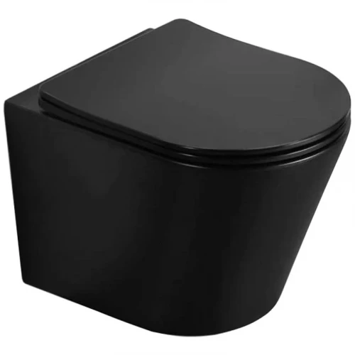 Унитаз CeramaLux B2330-1MB подвесной Черный матовый с сиденьем Микролифт фаянс подвесной