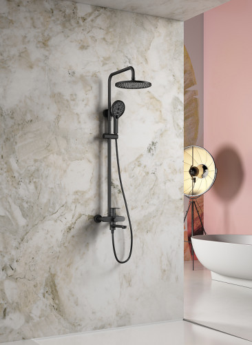 Душевая система Splenka S222.24.06 Черная матовая нержавеющая сталь на стену