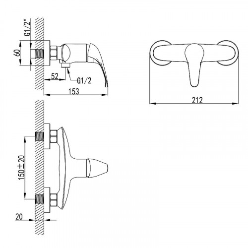 Смеситель для душа AWP Agura S0703C цвет Хром