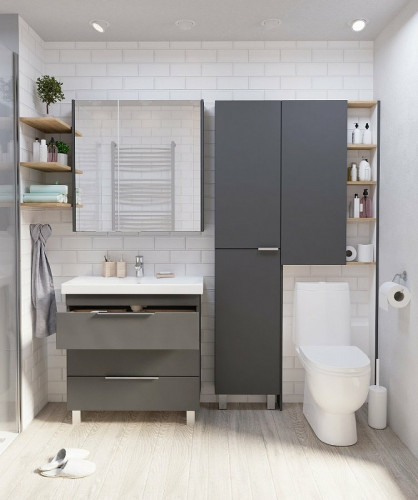 Шкаф пенал 1MarKa Gaula 40Н У92552 Графит матовый МДФ / ЛДСП