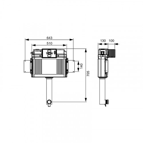 Смывной бачок Tece Profil 9041308 для напольного унитаза без кнопки смыва пластик