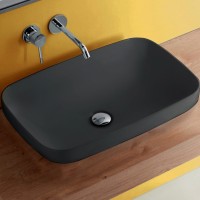 Раковина Kerasan Tribeca 60 514331 Черная матовая фаянс накладная, полувстраиваемая
