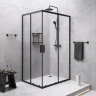Комплект душевого уголка с душевой системой и аксессуарами AM.PM Gem S 120x90 WK93ES профиль Черный матовый стекло прозрачное