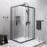 Комплект душевого уголка с душевой системой и аксессуарами AM.PM Gem S 120x90 WK93ES профиль Черный матовый стекло прозрачное