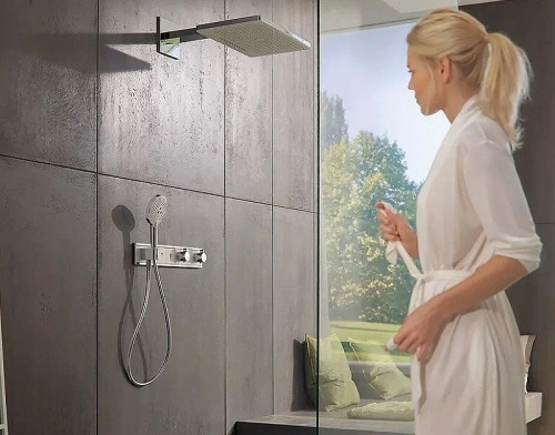Смеситель для душа Hansgrohe RainSelect 15355400 с термостатом Белый Хром латунь встраиваемый
