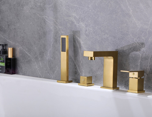 Смеситель на борт ванны Abber Daheim AF8213G Золото матовое латунь