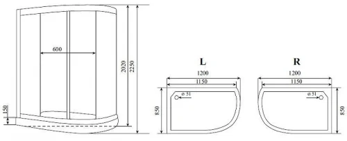 Душевая кабина Timo Standart 120х85 R T-6602SRF без гидромассажа