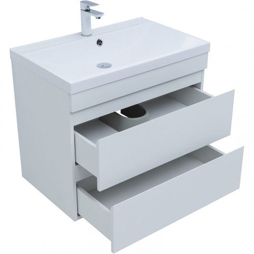 Тумба под раковину Aquanet Нота New 75 335418 подвесная Белый глянец МДФ / ЛДСП