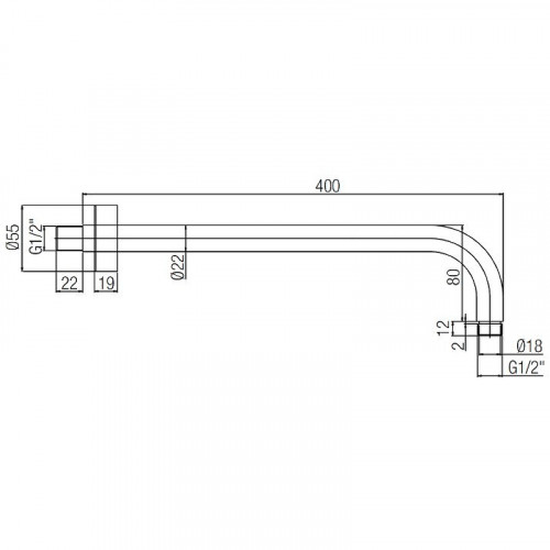 Кронштейн для верхнего душа Paini 50YO745TCT140BI Черный матовый