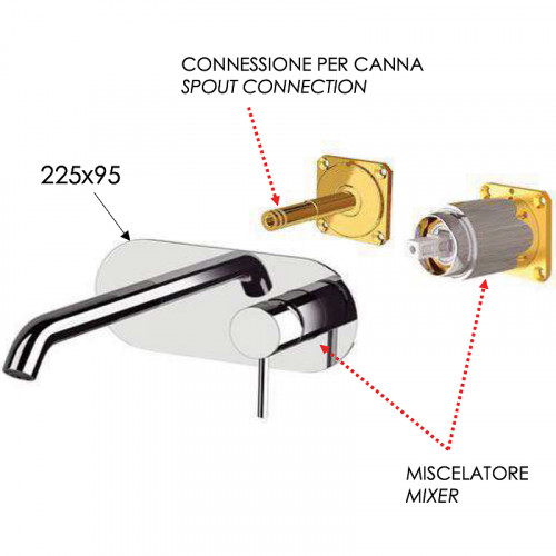 Смеситель для раковины Remer X-Style X15KB Хром латунь встраиваемый