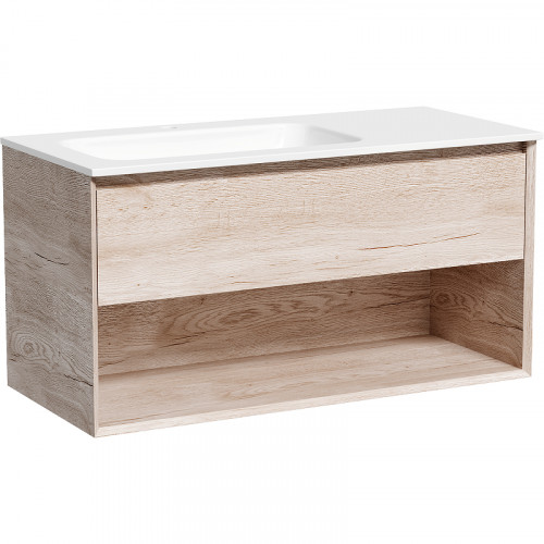 Тумба под раковину Sancos Marmi 1.0 100 L MR1.0100LEG подвесная Дуб галифакс натуральный МДФ / ЛДСП