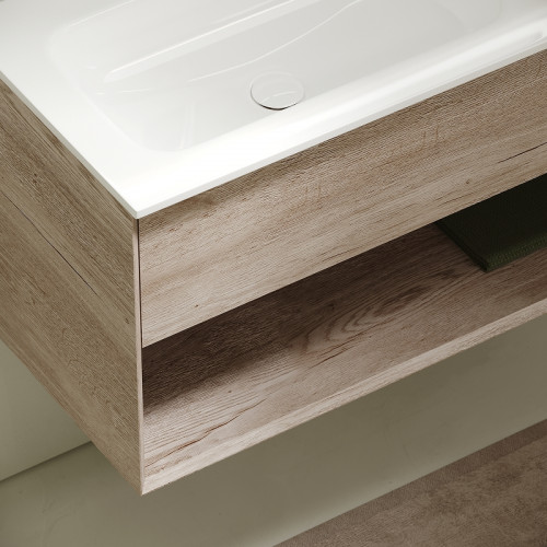 Тумба под раковину Sancos Marmi 1.0 100 L MR1.0100LEG подвесная Дуб галифакс натуральный МДФ / ЛДСП