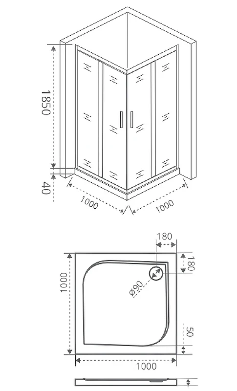 Душевой уголок Good Door Latte CR-100-G-WE 100x100 профиль Белый стекло Grape