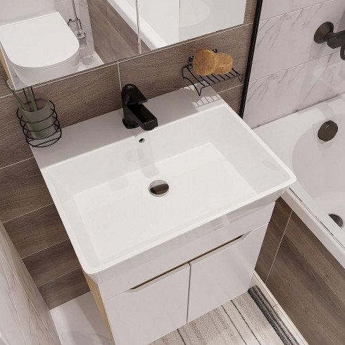 Тумба с раковиной DIWO Архангельск 50 подвесная цвет Белый Дуб сонома