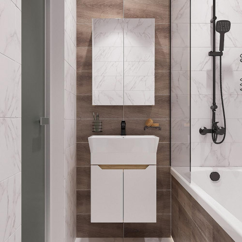 Тумба с раковиной DIWO Архангельск 50 подвесная цвет Белый Дуб сонома