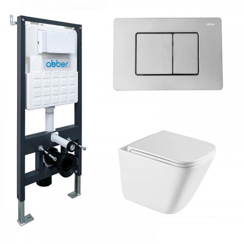 Комплект унитаза с инсталляцией Abber Rechteck AC1219TC-AC0105-AC0120 цвет Белый с сиденьем Микролифт