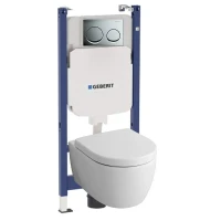 Комплект унитаза с инсталляцией Geberit Alpha 500.175.21.I цвет Белый с сиденьем Микролифт и клавишей смыва цвет Хром