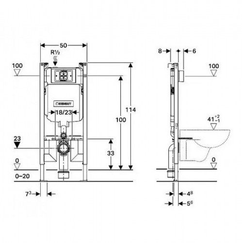 Комплект унитаза с инсталляцией Geberit Alpha 500.175.21.I цвет Белый с сиденьем Микролифт и клавишей смыва цвет Хром