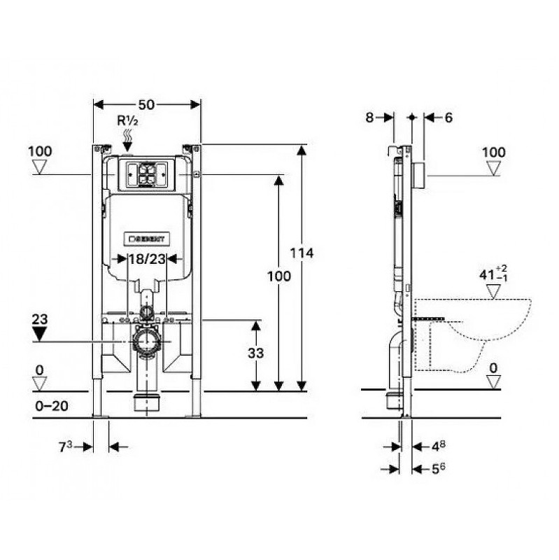 Комплект унитаза с инсталляцией Geberit Alpha 500.175.21.I цвет Белый с сиденьем Микролифт и клавишей смыва цвет Хром