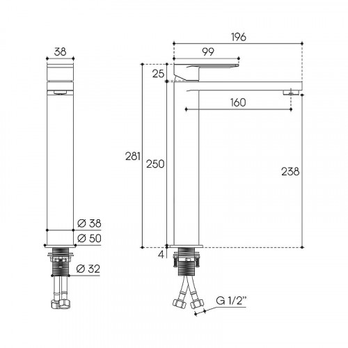 Смеситель для раковины Aqueduto Geomerico L GEO0300 цвет Хром