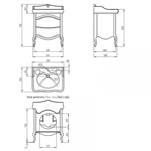 Тумба под раковину Migliore Impero 70 25979 Орех МДФ / ЛДСП, массив дерева