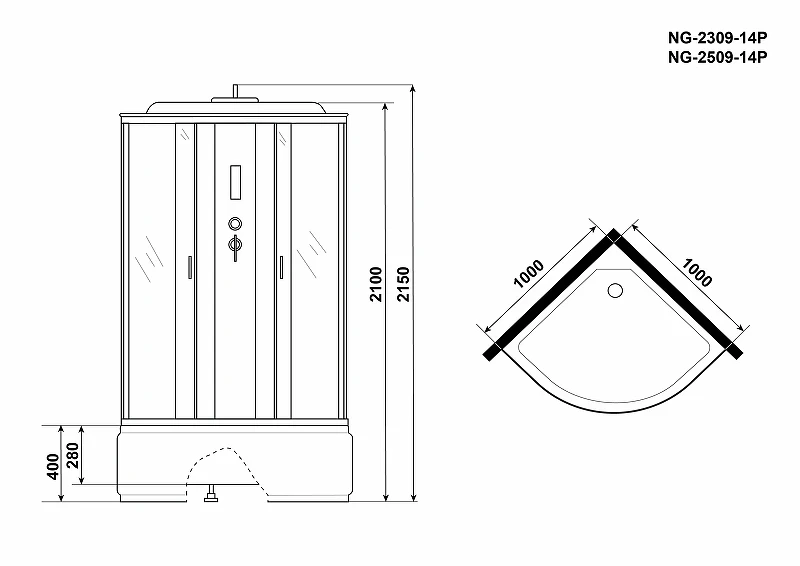 Душевая кабина Niagara Classic 100x100 NG-2309-14P без гидромассажа