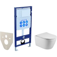 Комплект унитаза с инсталляцией Aquatek Set Aquatek Бетта с сиденьем Микролифт фарфор подвесной