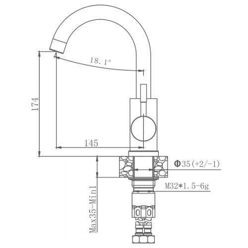 Смеситель для кухни Haiba HB72304-3 Нержавеющая сталь